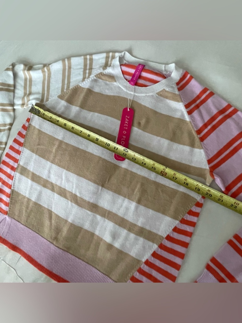Zaket & Plover Pastels Cotton Crazy Stripe Lightweight Sweater - Picture 9 of 13